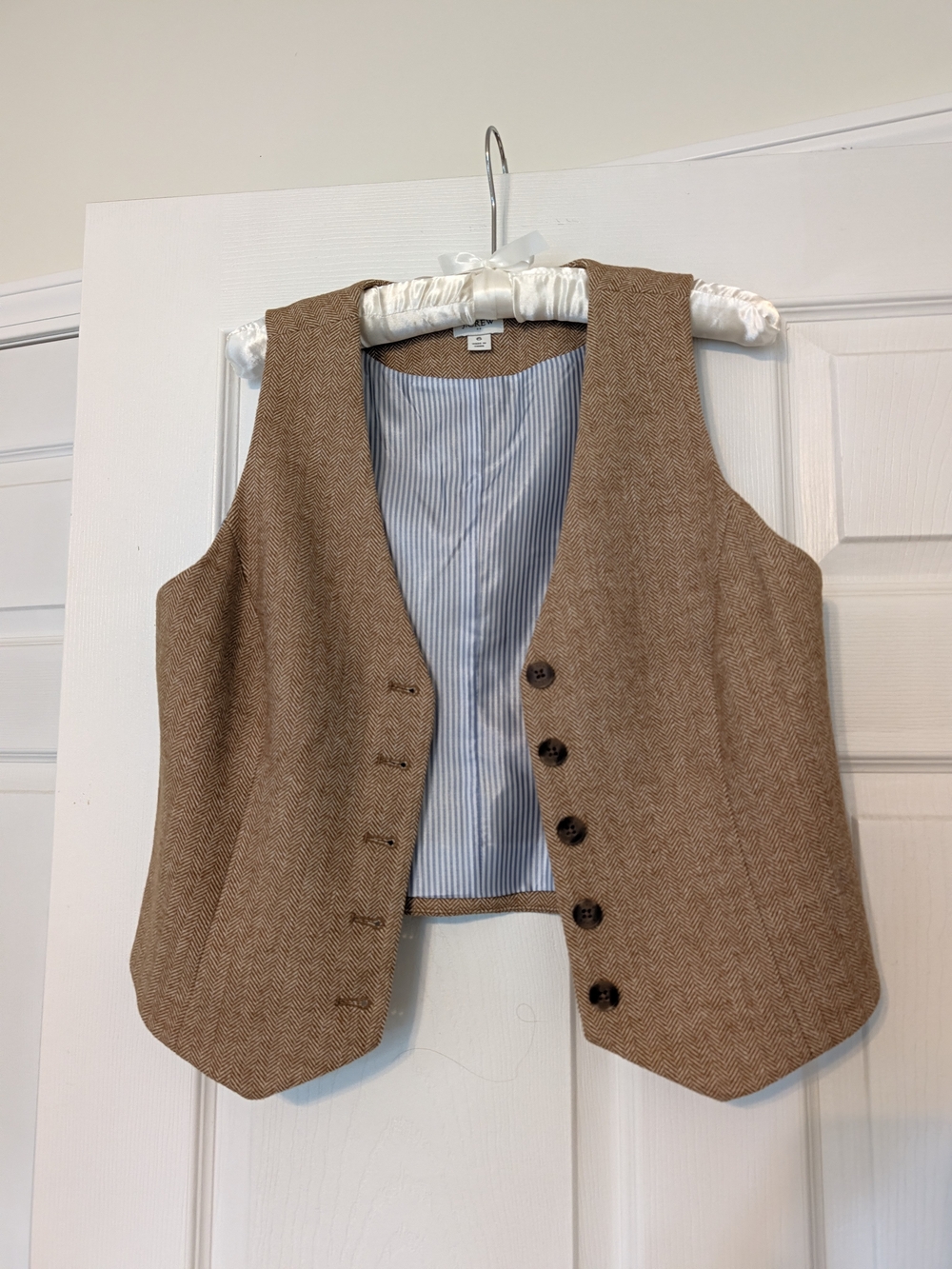 J. Crew Tan Herringbone Wool Vest